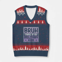Bruh Purple Up For Military Kids V-Neck Knit Sweater Vest Support Military Kids