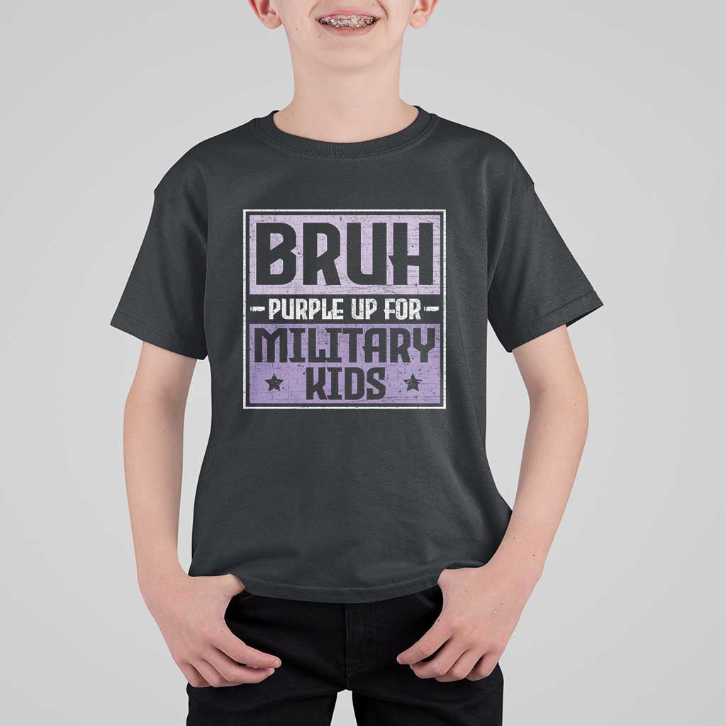 Bruh Purple Up For Military Kids T Shirt For Kid Support Military Kids