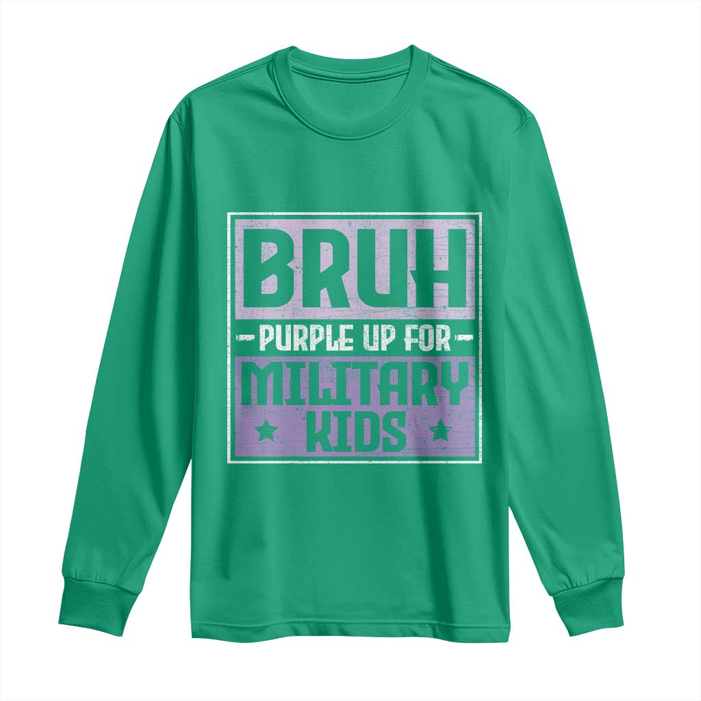 Bruh Purple Up For Military Kids Long Sleeve Shirt Support Military Kids