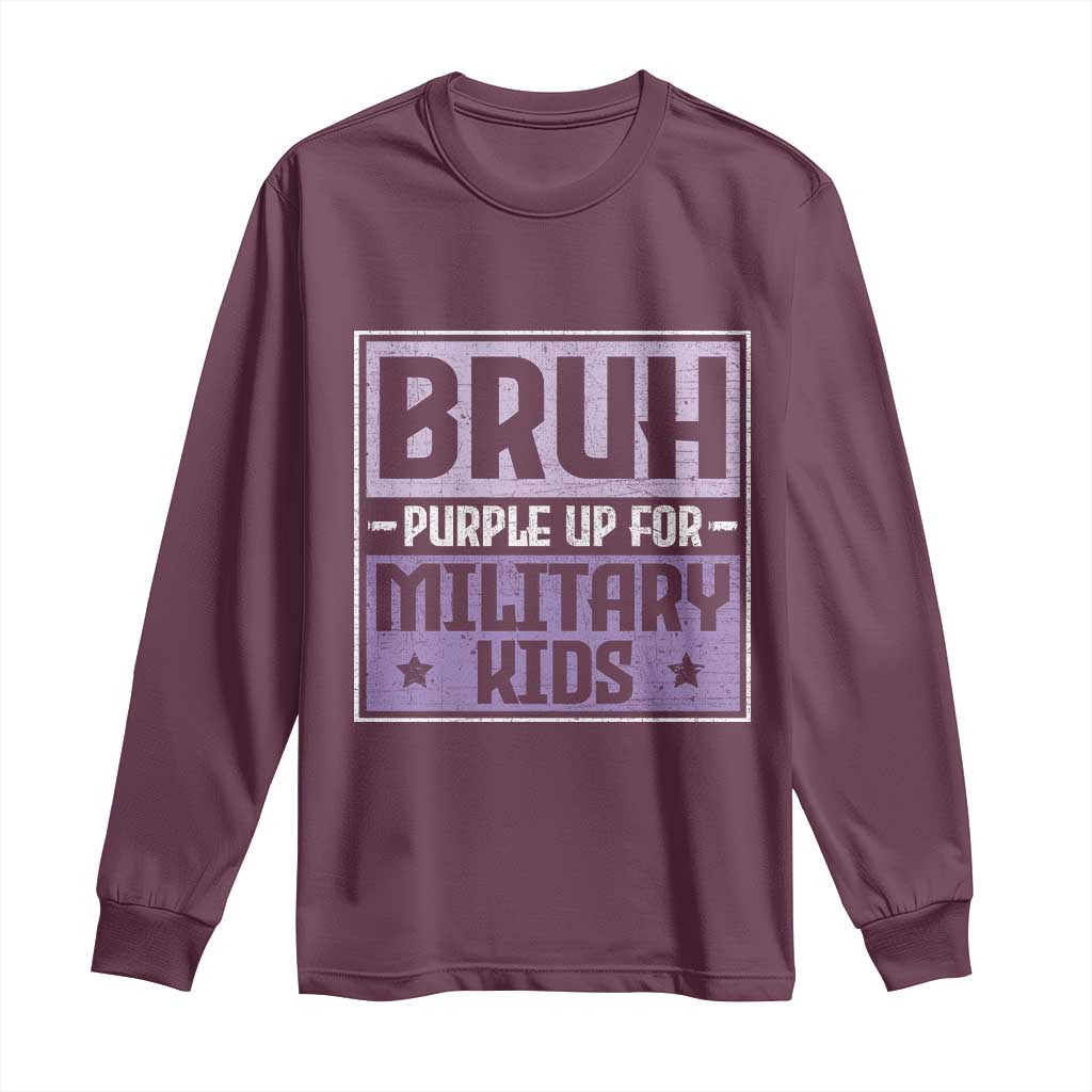 Bruh Purple Up For Military Kids Long Sleeve Shirt Support Military Kids