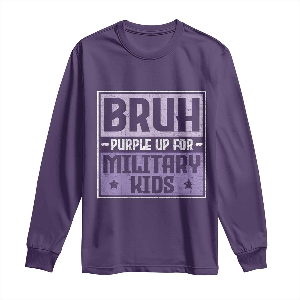 Bruh Purple Up For Military Kids Long Sleeve Shirt Support Military Kids