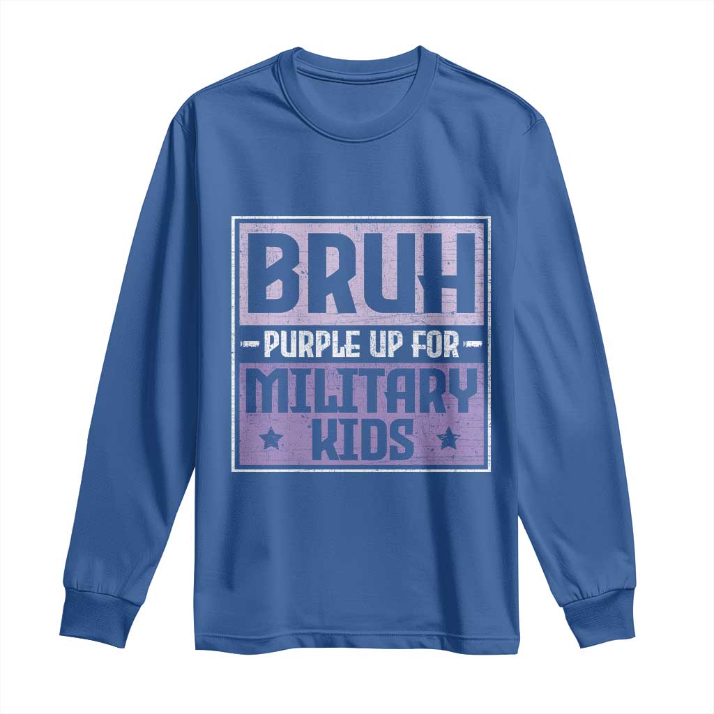 Bruh Purple Up For Military Kids Long Sleeve Shirt Support Military Kids