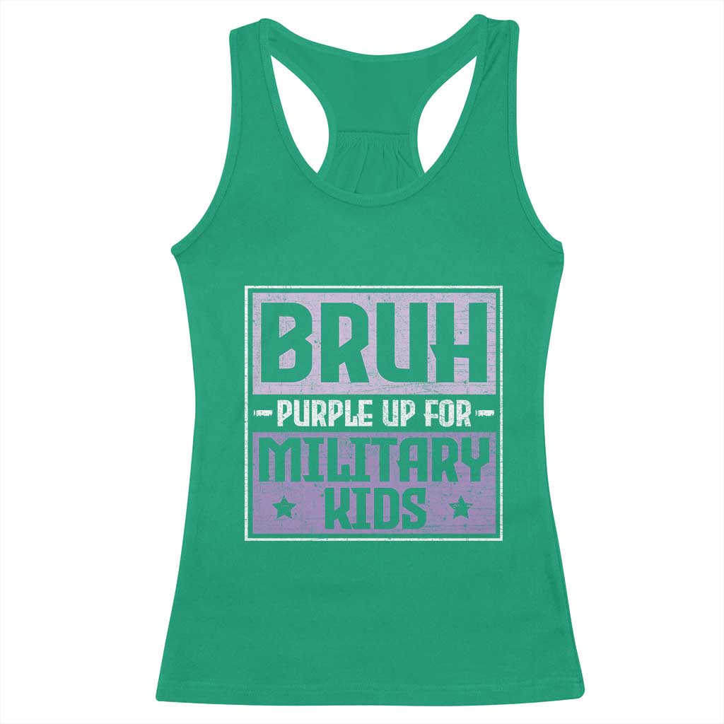 Bruh Purple Up For Military Kids Racerback Tank Top Support Military Kids