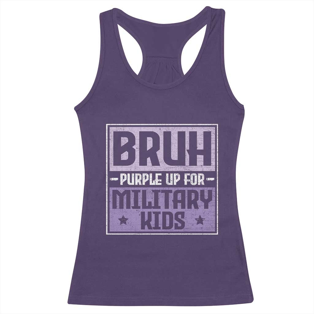 Bruh Purple Up For Military Kids Racerback Tank Top Support Military Kids