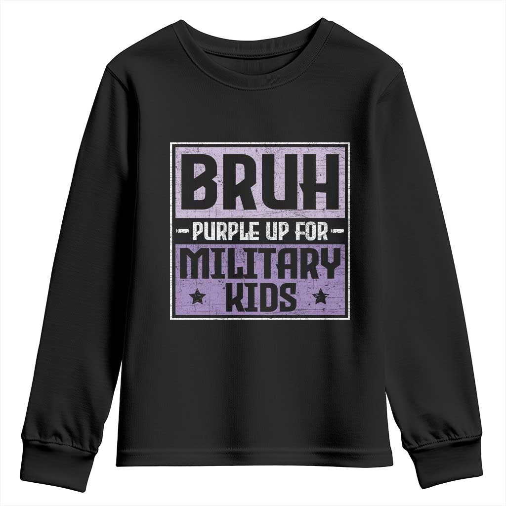 Bruh Purple Up For Military Kids Youth Sweatshirt Support Military Kids