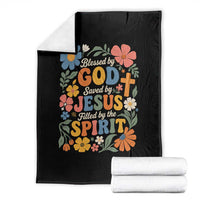 Boho Floral Christian Throw Blanket Blessed Saved By Jesus Cross Flower