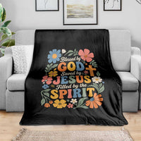 Boho Floral Christian Throw Blanket Blessed Saved By Jesus Cross Flower