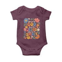 Boho Floral Christian Baby Onesie Blessed Saved By Jesus Cross Flower