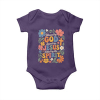 Boho Floral Christian Baby Onesie Blessed Saved By Jesus Cross Flower