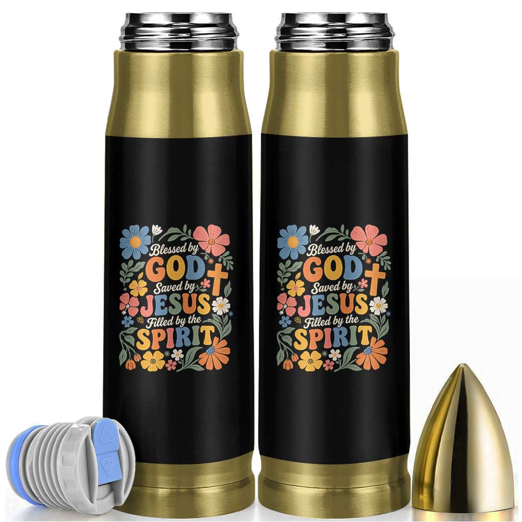 Boho Floral Christian Bullet Tumbler Blessed Saved By Jesus Cross Flower