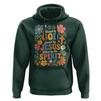 Boho Floral Christian Hoodie Blessed Saved By Jesus Cross Flower