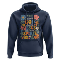Boho Floral Christian Hoodie Blessed Saved By Jesus Cross Flower
