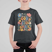 Boho Floral Christian T Shirt For Kid Blessed Saved By Jesus Cross Flower