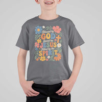 Boho Floral Christian T Shirt For Kid Blessed Saved By Jesus Cross Flower