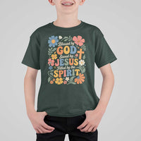 Boho Floral Christian T Shirt For Kid Blessed Saved By Jesus Cross Flower