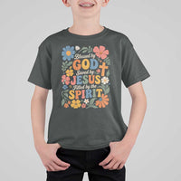 Boho Floral Christian T Shirt For Kid Blessed Saved By Jesus Cross Flower