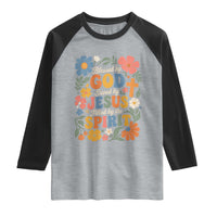 Boho Floral Christian Raglan Shirt Blessed Saved By Jesus Cross Flower
