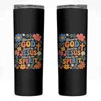 Boho Floral Christian Skinny Tumbler Blessed Saved By Jesus Cross Flower
