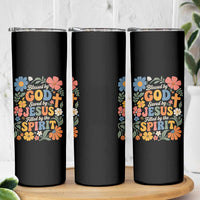 Boho Floral Christian Skinny Tumbler Blessed Saved By Jesus Cross Flower