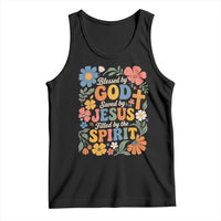 Boho Floral Christian Tank Top Blessed Saved By Jesus Cross Flower