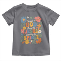 Boho Floral Christian Toddler T Shirt Blessed Saved By Jesus Cross Flower