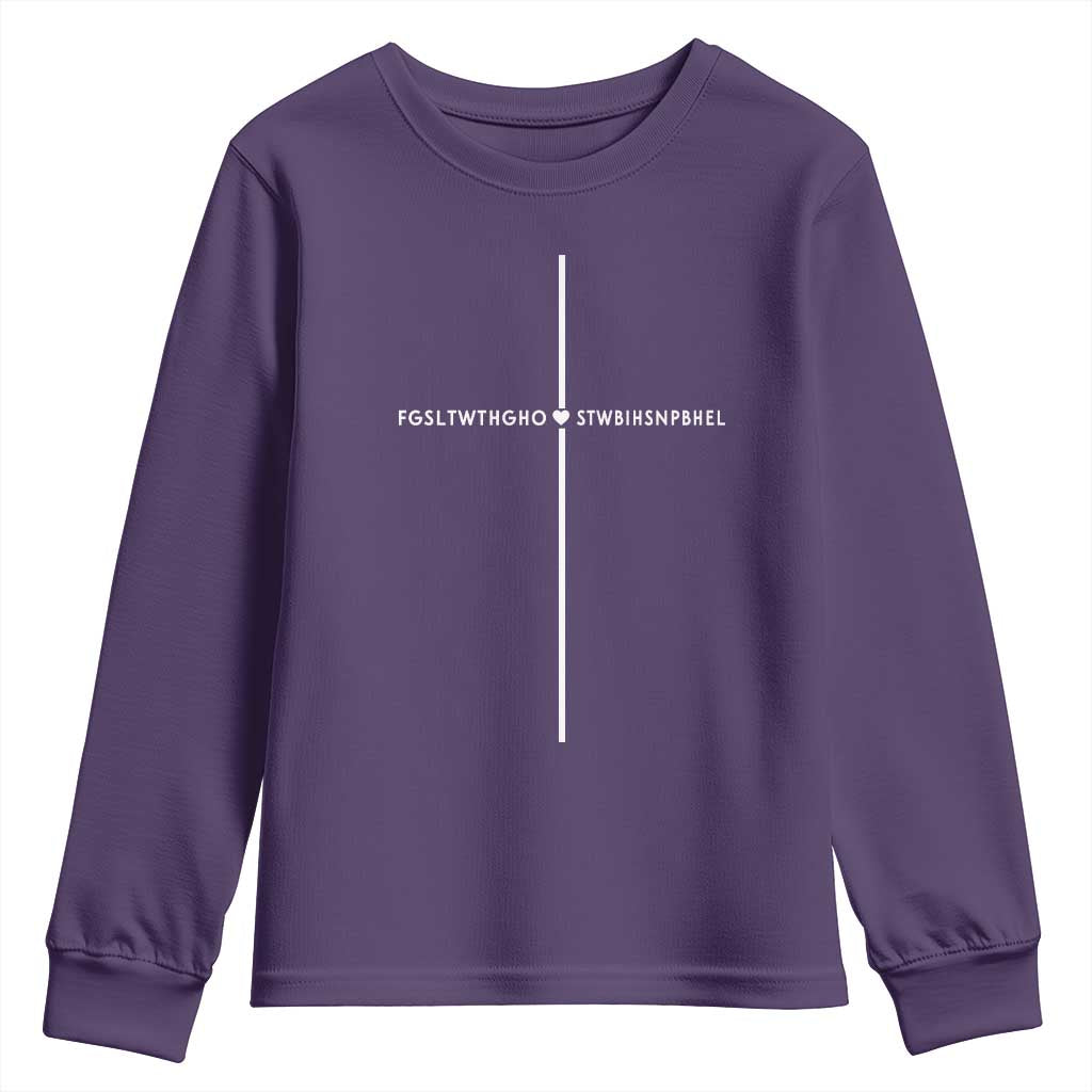 For God So Loved Youth Sweatshirt John 316 Bible Verse FGSLTWTHGOB Cross Minimal Christian Acronym