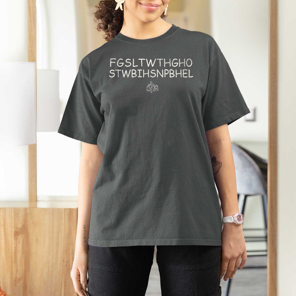 For God So Loved T Shirt For Women John 316 Bible Verse FGSLTWTHGOB Cross Subtle Christian Acronym