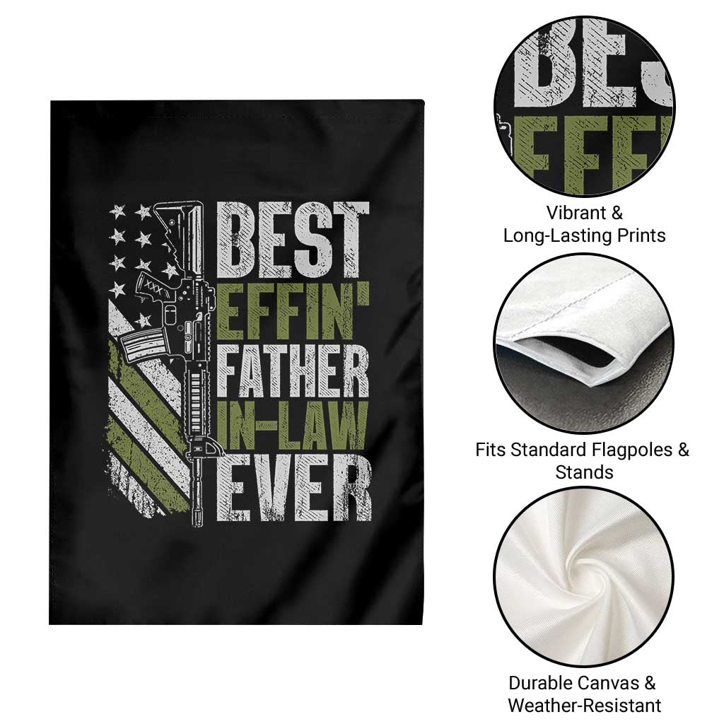Best Effin’ Father In Law Ever Garden Flag FIL Gun American Flag