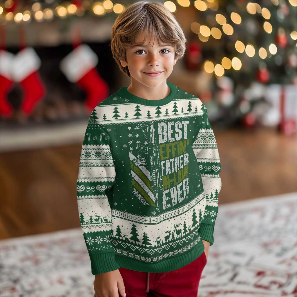 Best Effin’ Father In Law Ever Ugly Christmas Sweater FIL Gun American Flag
