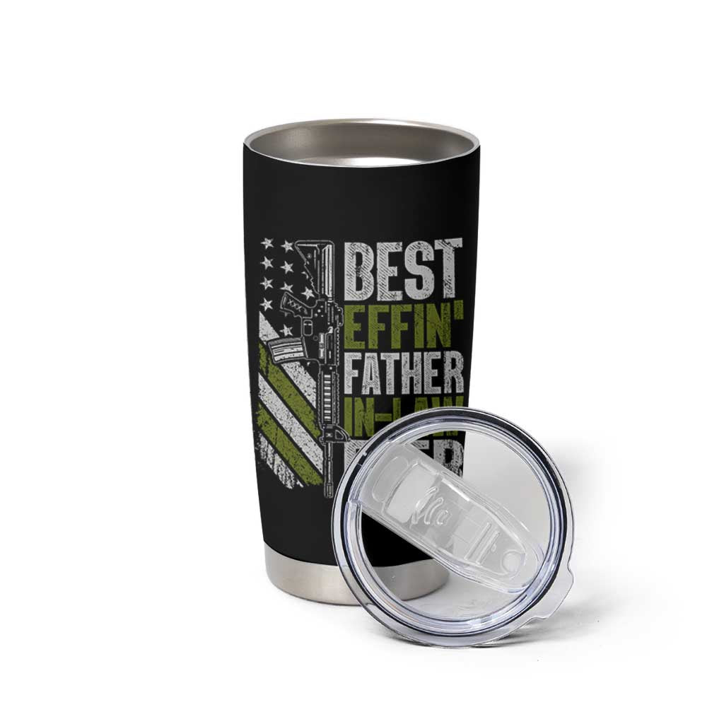 Best Effin’ Father In Law Ever Tumbler Cup FIL Gun American Flag