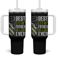 Best Effin’ Father In Law Ever Tumbler With Handle FIL Gun American Flag