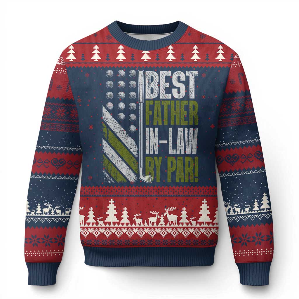 Father In Law Golf Ugly Christmas Sweater Best FIL By Par Fathers Day Gift for Golfers