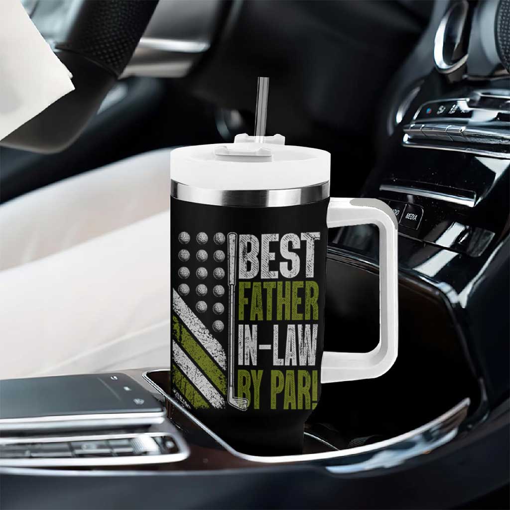 Father In Law Golf Tumbler With Handle Best FIL By Par Fathers Day Gift for Golfers