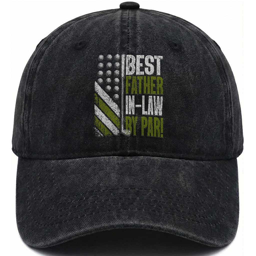 Father In Law Golf Washed Cotton Baseball Cap Best FIL By Par Fathers Day Gift for Golfers