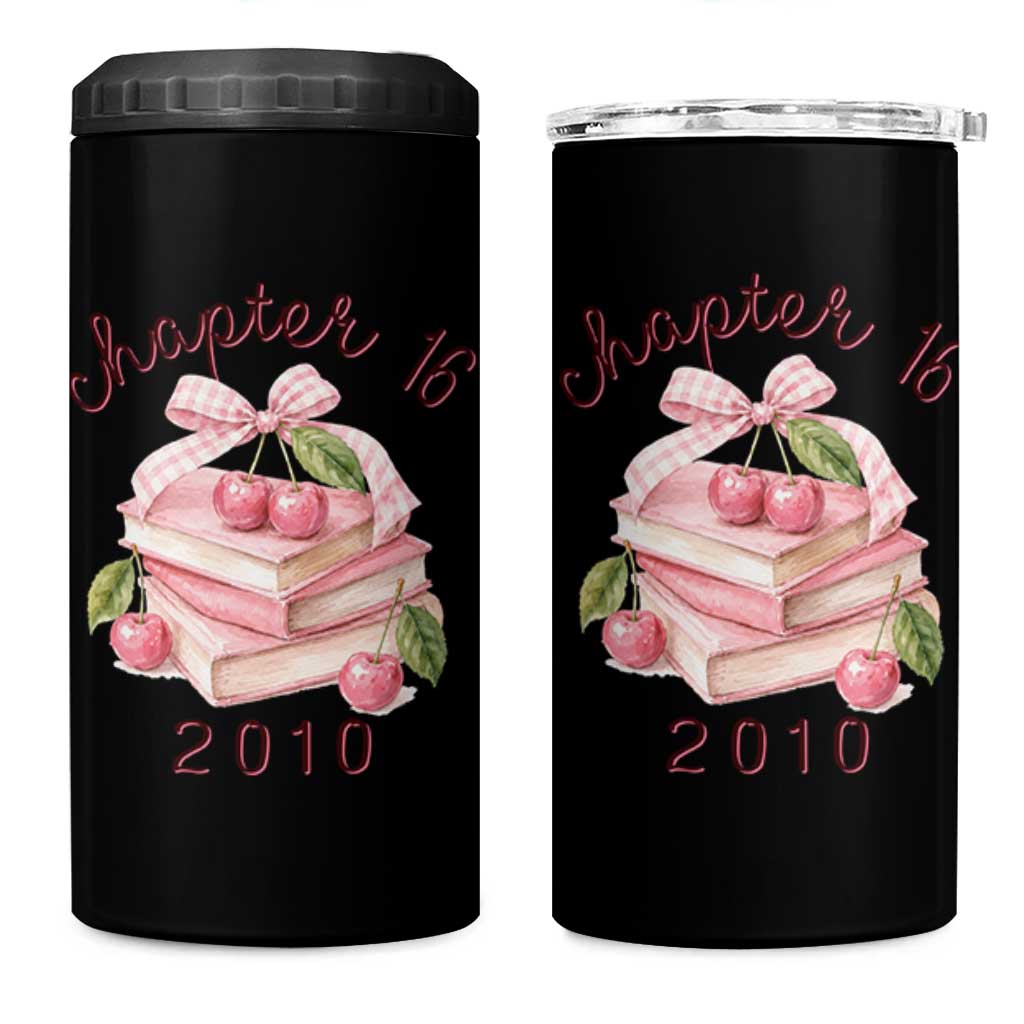Sweet Chapter 16 Birthday 4 in 1 Can Cooler Tumbler Cherry Books 16th Birthday Gifts For Her Book Lover