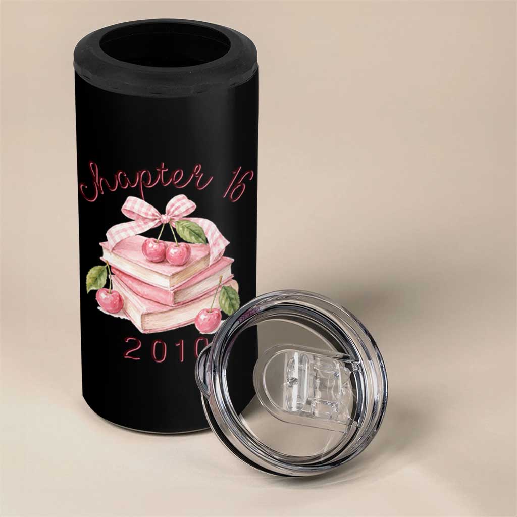 Sweet Chapter 16 Birthday 4 in 1 Can Cooler Tumbler Cherry Books 16th Birthday Gifts For Her Book Lover