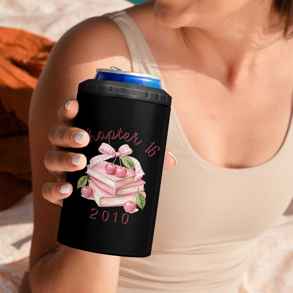 Sweet Chapter 16 Birthday 4 in 1 Can Cooler Tumbler Cherry Books 16th Birthday Gifts For Her Book Lover