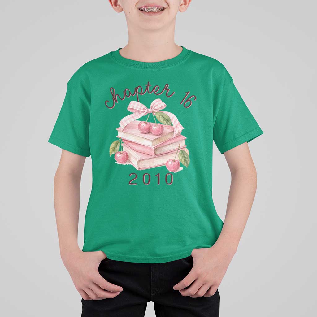 Sweet Chapter 16 Birthday T Shirt For Kid Cherry Books 16th Birthday Gifts For Her Book Lover