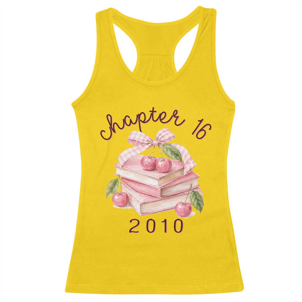 Sweet Chapter 16 Birthday Racerback Tank Top Cherry Books 16th Birthday Gifts For Her Book Lover
