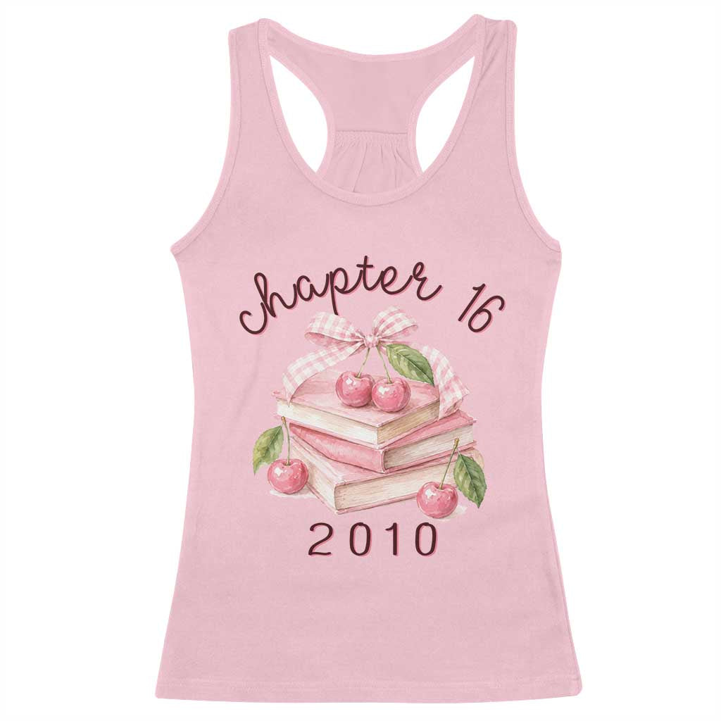 Sweet Chapter 16 Birthday Racerback Tank Top Cherry Books 16th Birthday Gifts For Her Book Lover