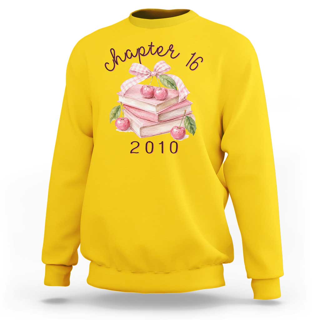 Sweet Chapter 16 Birthday Sweatshirt Cherry Books 16th Birthday Gifts For Her Book Lover