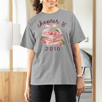 Sweet Chapter 16 Birthday T Shirt For Women Cherry Books 16th Birthday Gifts For Her Book Lover
