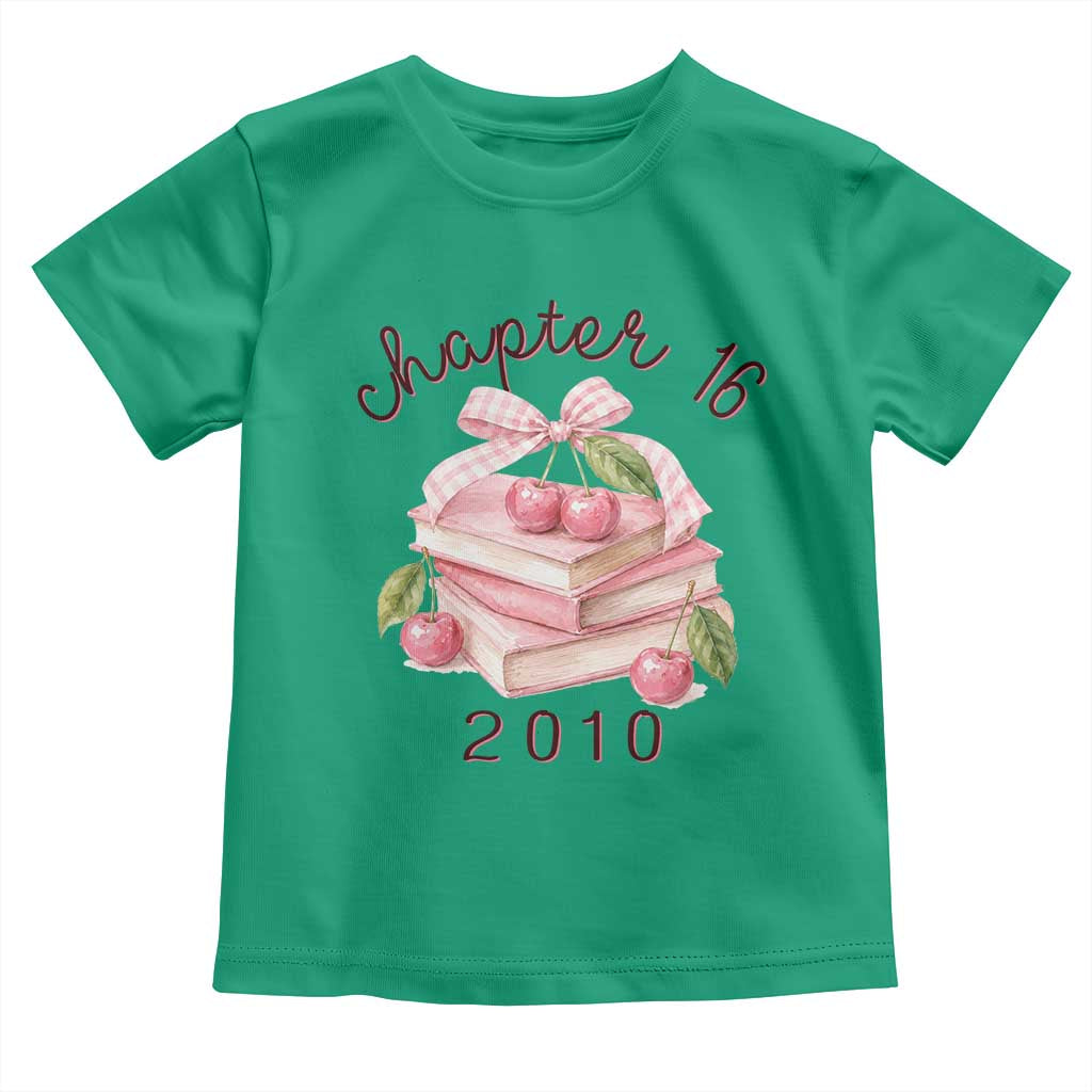 Sweet Chapter 16 Birthday Toddler T Shirt Cherry Books 16th Birthday Gifts For Her Book Lover