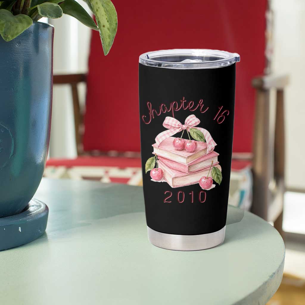 Sweet Chapter 16 Birthday Tumbler Cup Cherry Books 16th Birthday Gifts For Her Book Lover
