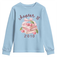 Sweet Chapter 16 Birthday Youth Sweatshirt Cherry Books 16th Birthday Gifts For Her Book Lover