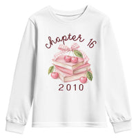 Sweet Chapter 16 Birthday Youth Sweatshirt Cherry Books 16th Birthday Gifts For Her Book Lover
