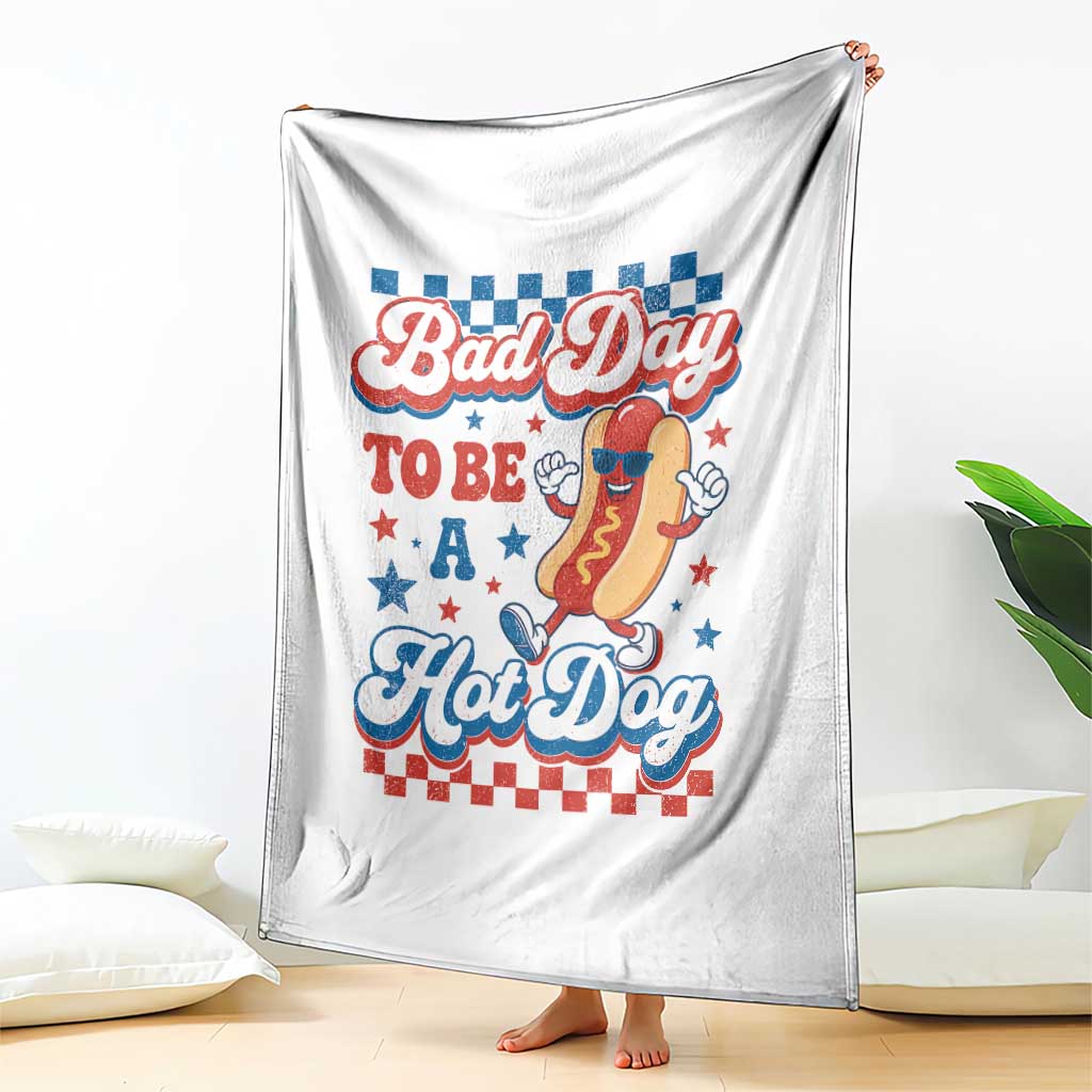 Bad Day To Be A Hot Dog Throw Blanket Hotdog Lover Wiener 4th Of July