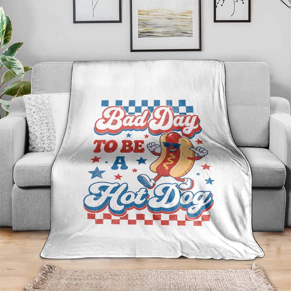 Bad Day To Be A Hot Dog Throw Blanket Hotdog Lover Wiener 4th Of July