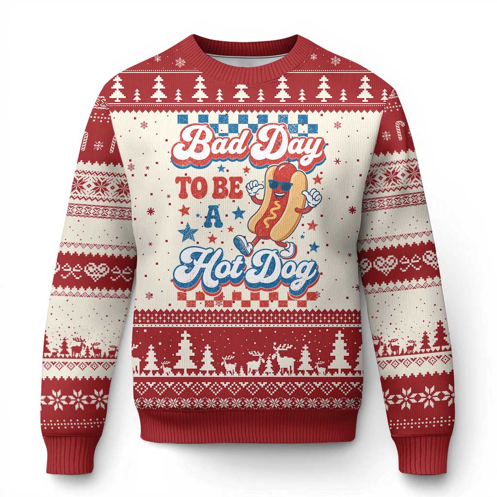 Bad Day To Be A Hot Dog Ugly Christmas Sweater Hotdog Lover Wiener 4th Of July