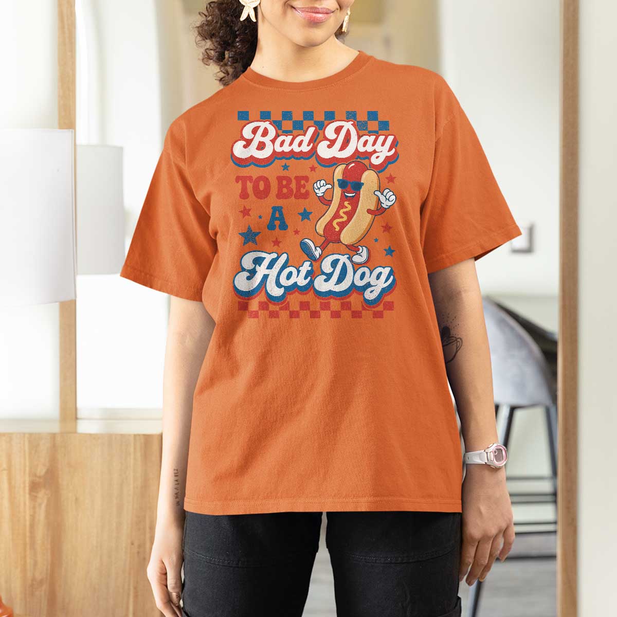 Bad Day To Be A Hot Dog T Shirt For Women Hotdog Lover Wiener 4th Of July